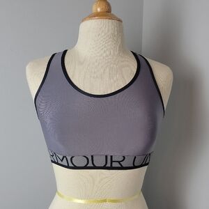 UNDER‎ ARMOUR Performance Activewear Gray Navy Blue Workout Exercise Sports Bra